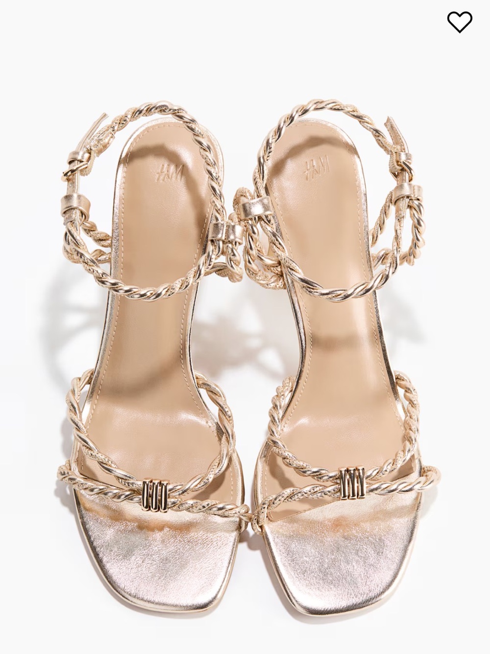 Gold Braided-Strap Heeled Sandals